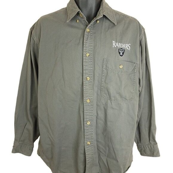 Oakland Raiders Shirt Vintage 90s Los Angeles Las Vegas NFL Football Button Down - Picture 1 of 5